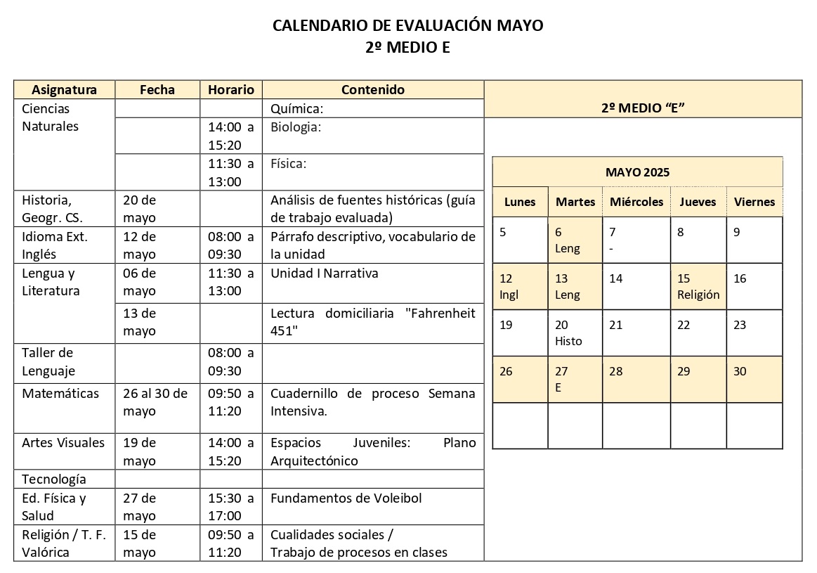 2º Medio E - MAYO