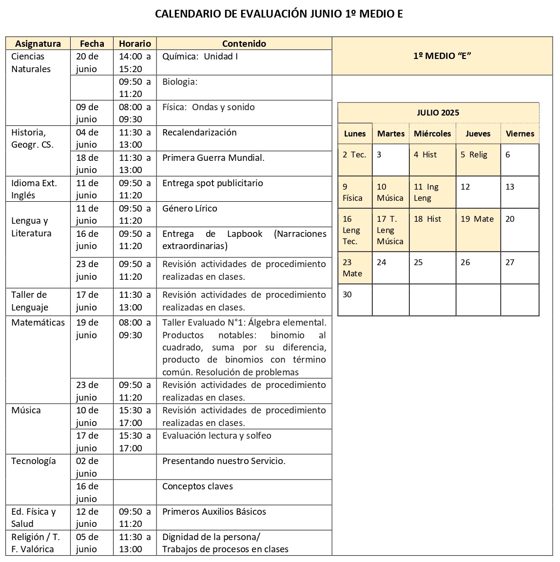 1° E - Junio