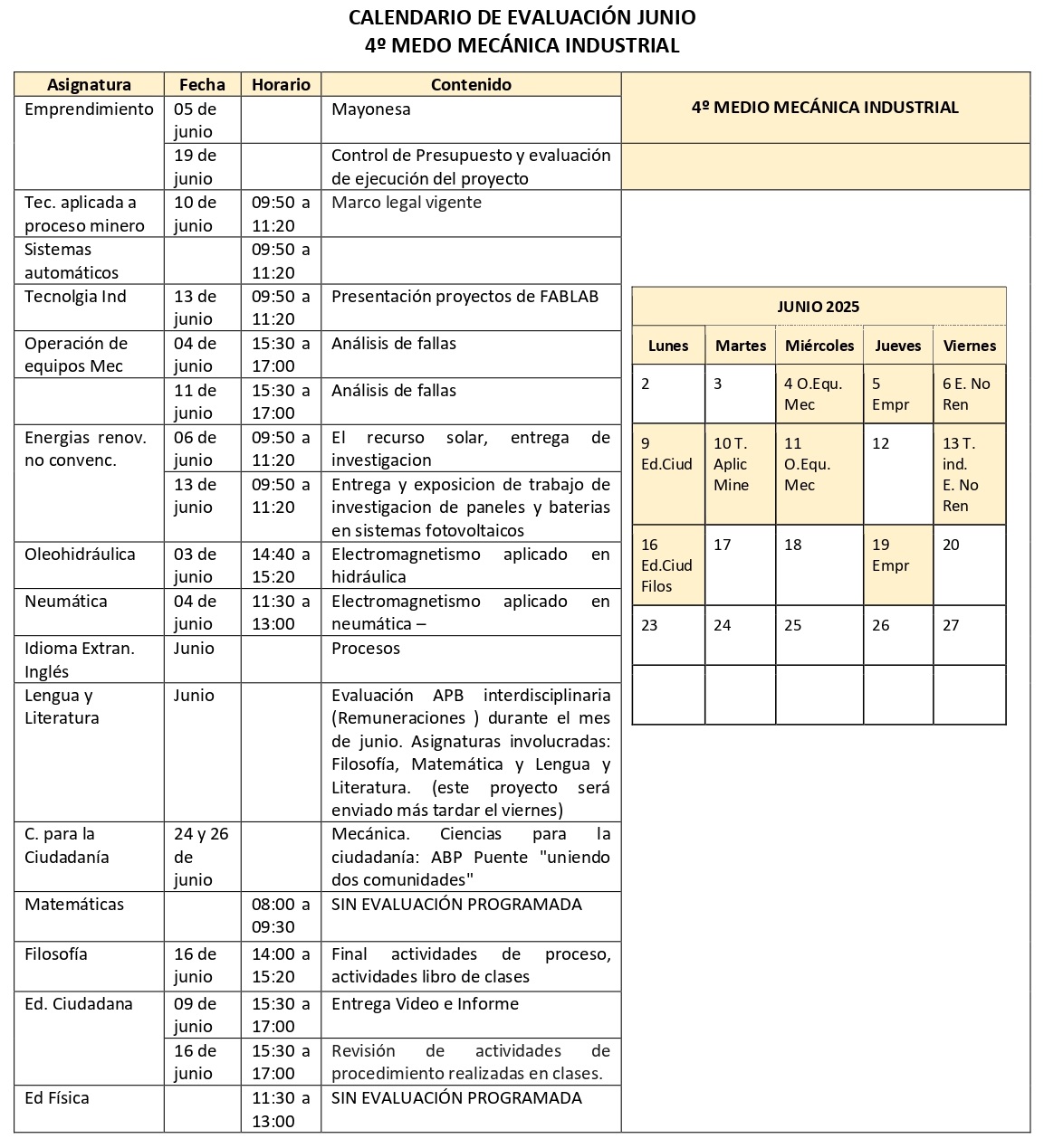 4° Mec - Junio